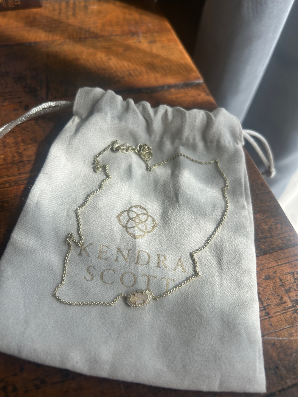 Kendra Scott Gold Necklace with Opalescent White Stone